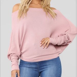 Mauve waffle knit top